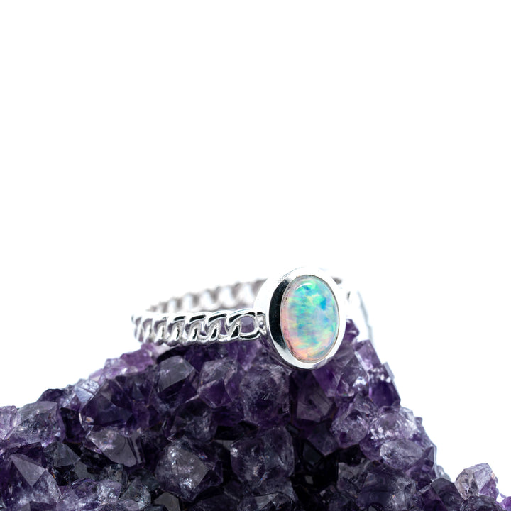 Sidabrinis žiedas su Etiopijos opalu "Šviesos Tiltas"