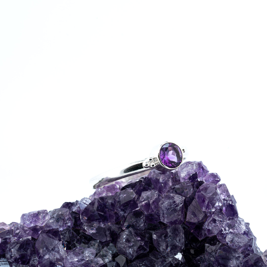 Sidabrinis žiedas su ametistu „Tyla“ - Holy Dragonfly