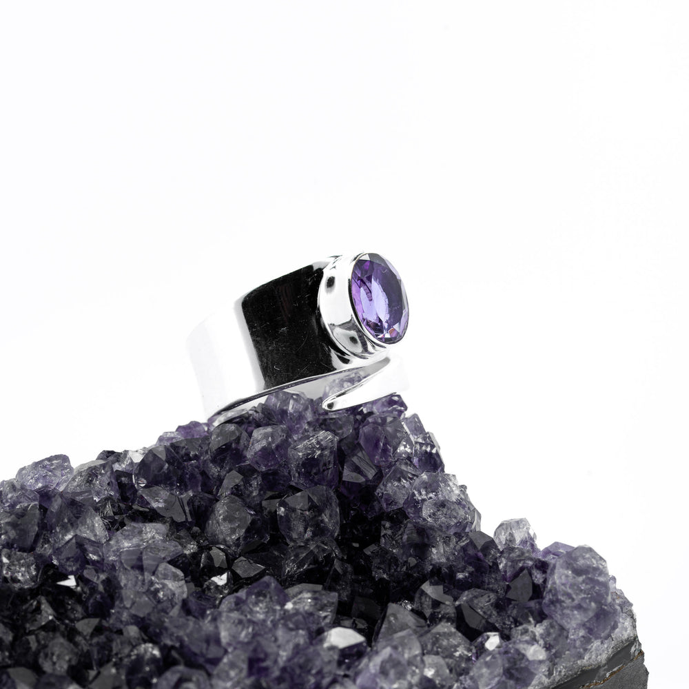 Sidabrinis žiedas su ametistu „Vidinė ramybė“ - Holy Dragonfly