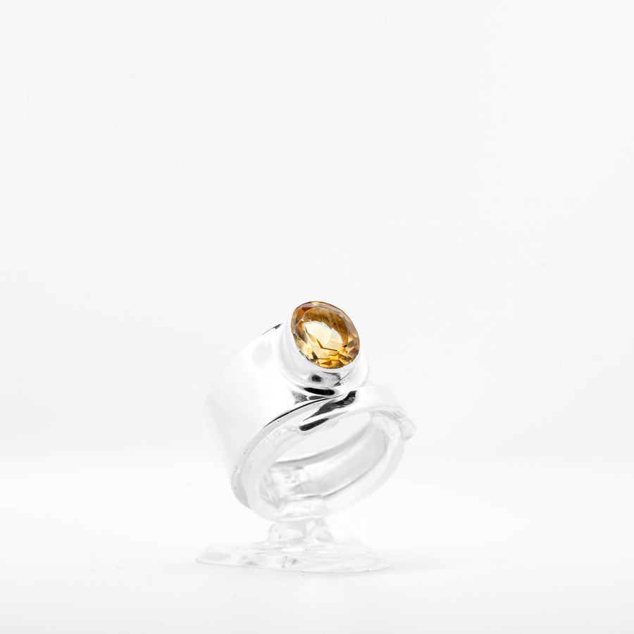 Sidabrinis žiedas su citrinu „Gausos tiltas“ - Holy Dragonfly