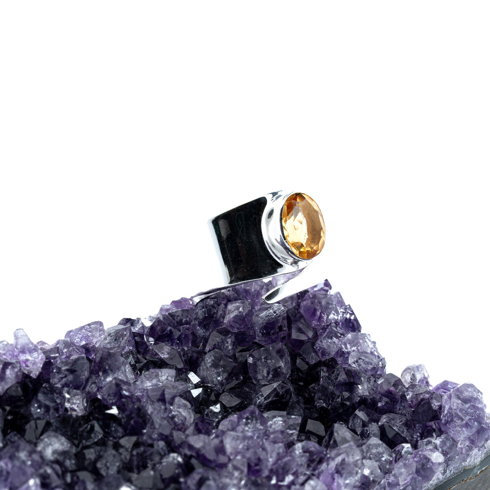 Sidabrinis žiedas su citrinu „Gausos tiltas“ - Holy Dragonfly