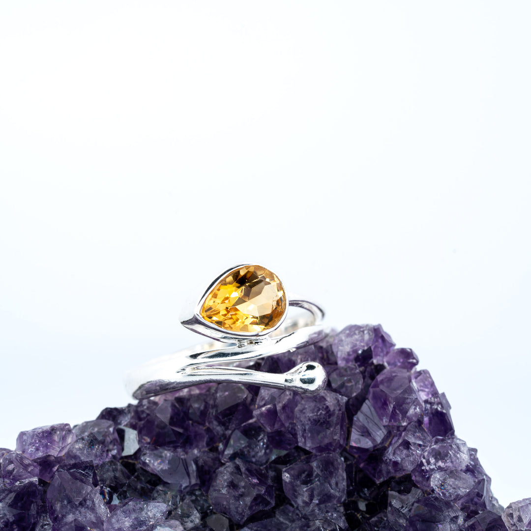 Sidabrinis žiedas su citrinu „Šviesos Ratas“ - Holy Dragonfly