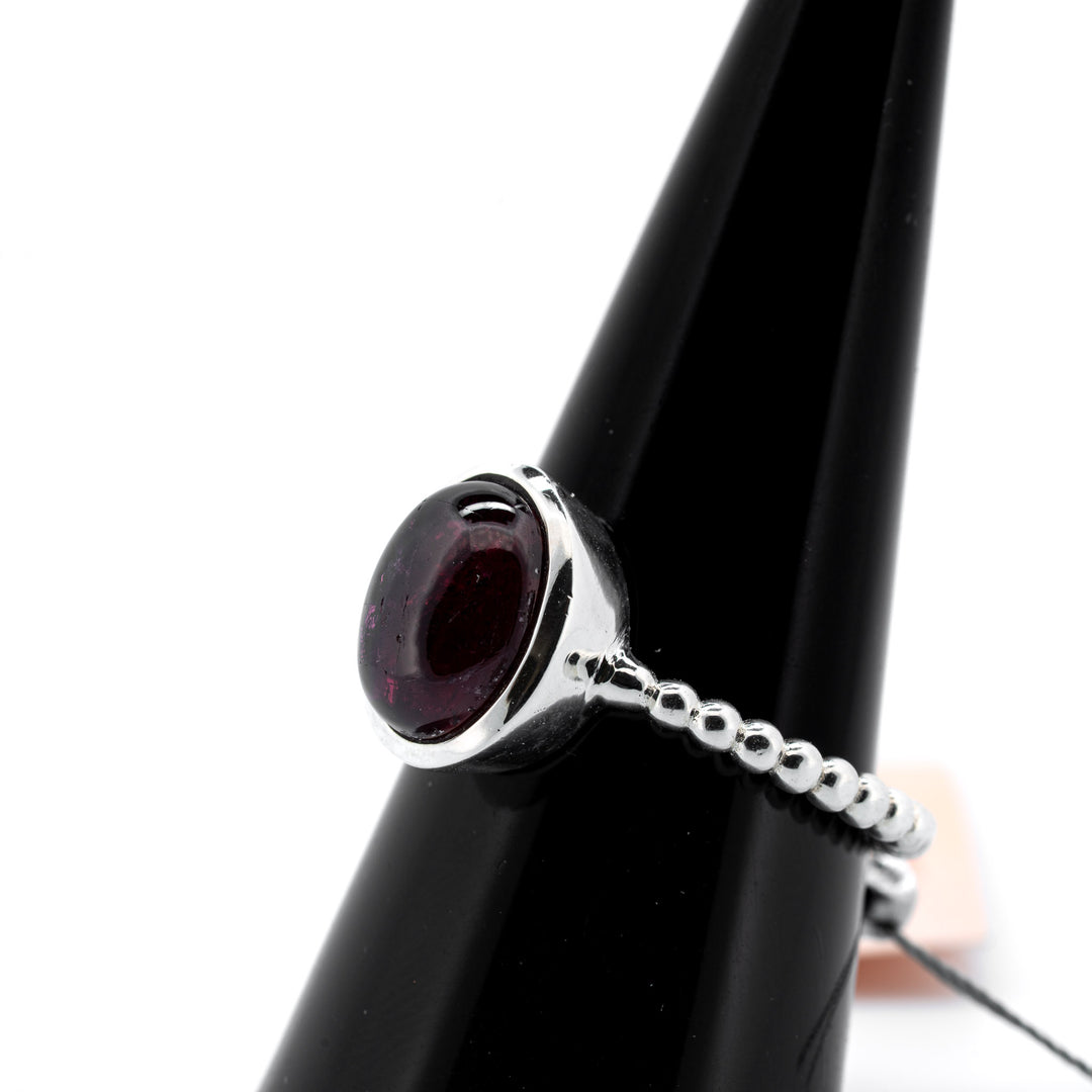 Sidabrinis žiedas su rubelitu Bordo širdis"