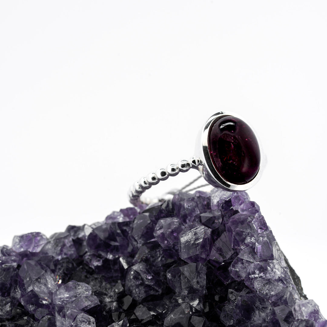 Sidabrinis žiedas su rubelitu Bordo širdis"