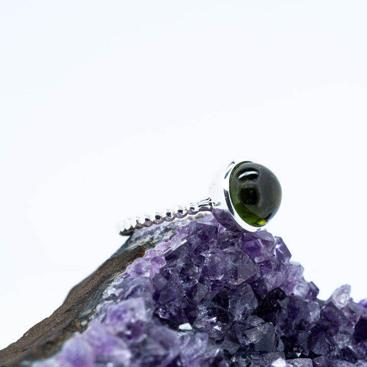 Sidabrinis žiedas su žaliu turmalinu "Gamtos ramybė"