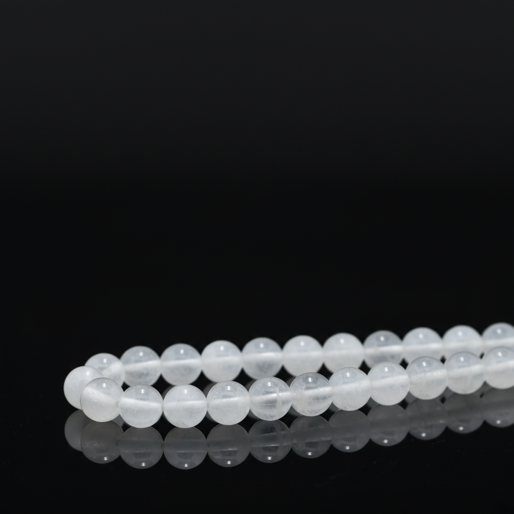 Baltasis mėnulio akmuo karoliukų gija 8 mm