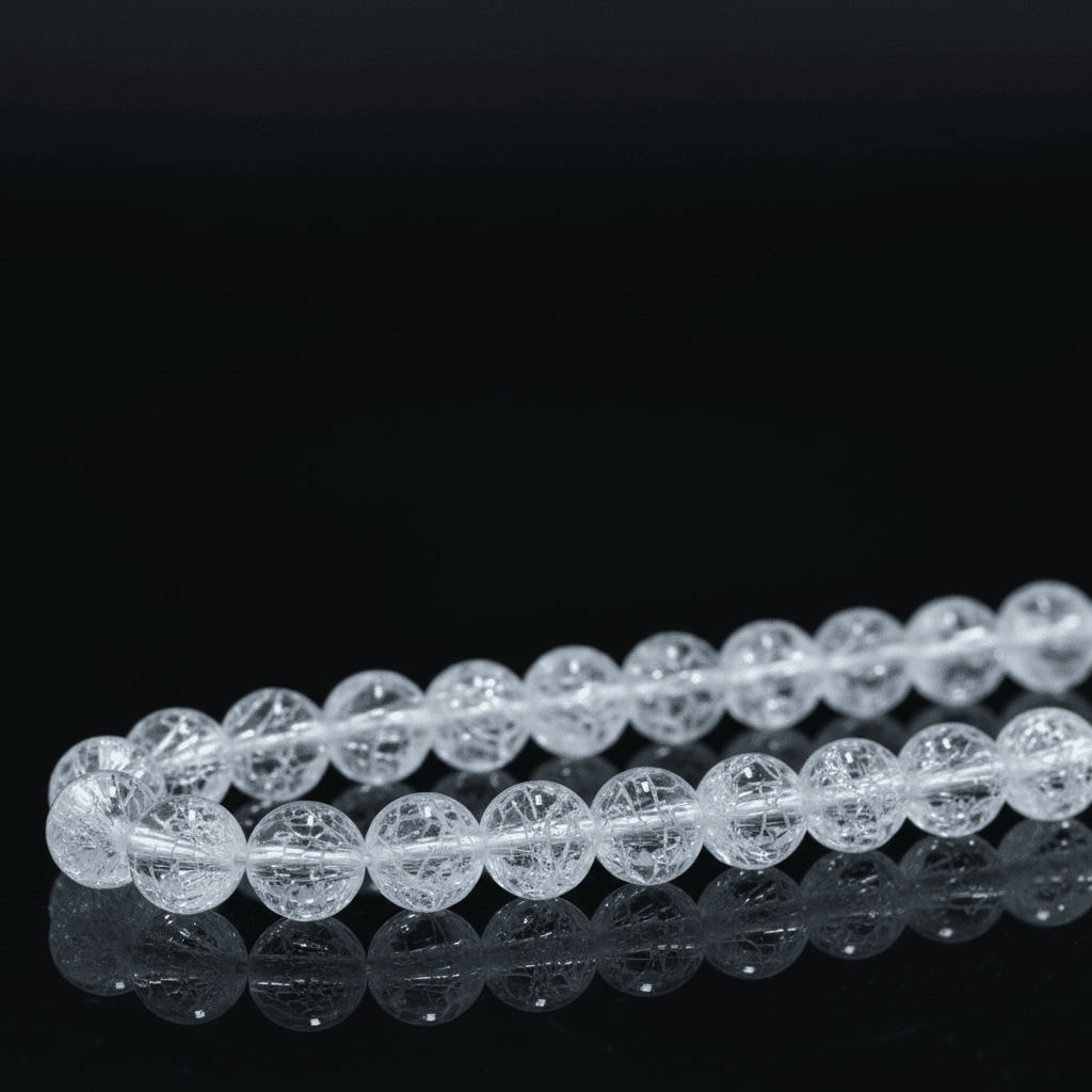 "Ledinio" kalnų krištolo karoliukų gija 10 mm