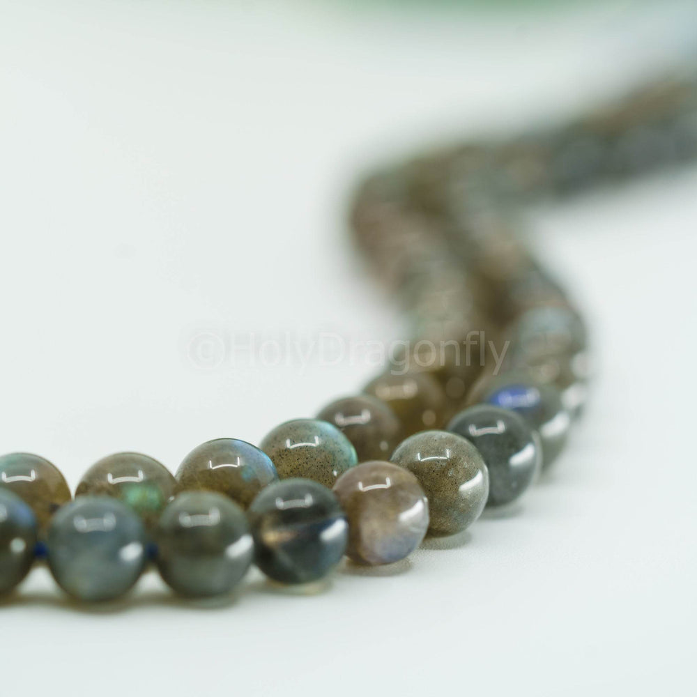 Labradoritas 9-10mm karoliukų gija - Holy Dragonfly