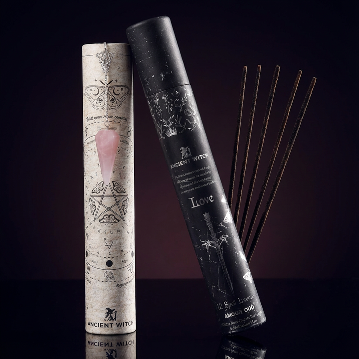 Ancient Witch "Love" smilkalai su rožinio kvarco švytuokle