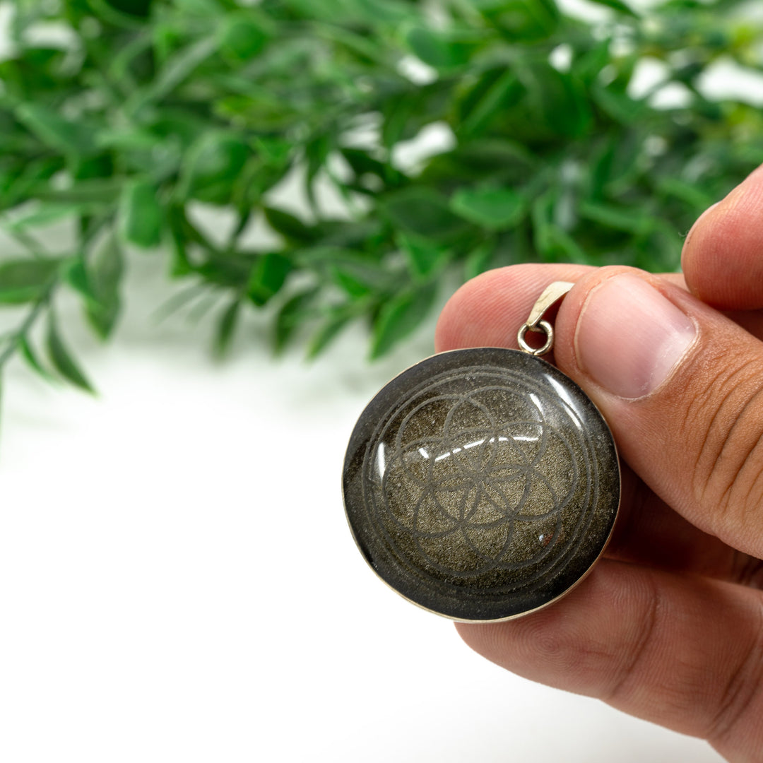 Auksinio Obsidiano pakabukas "Seed of life"