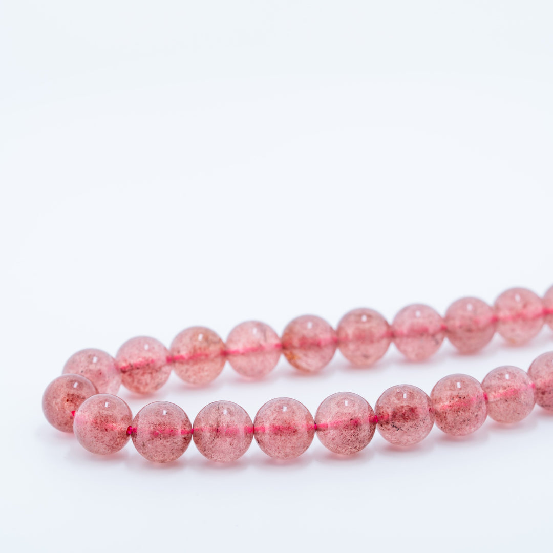 Braškinio kvarco karoliukų gija 8 mm