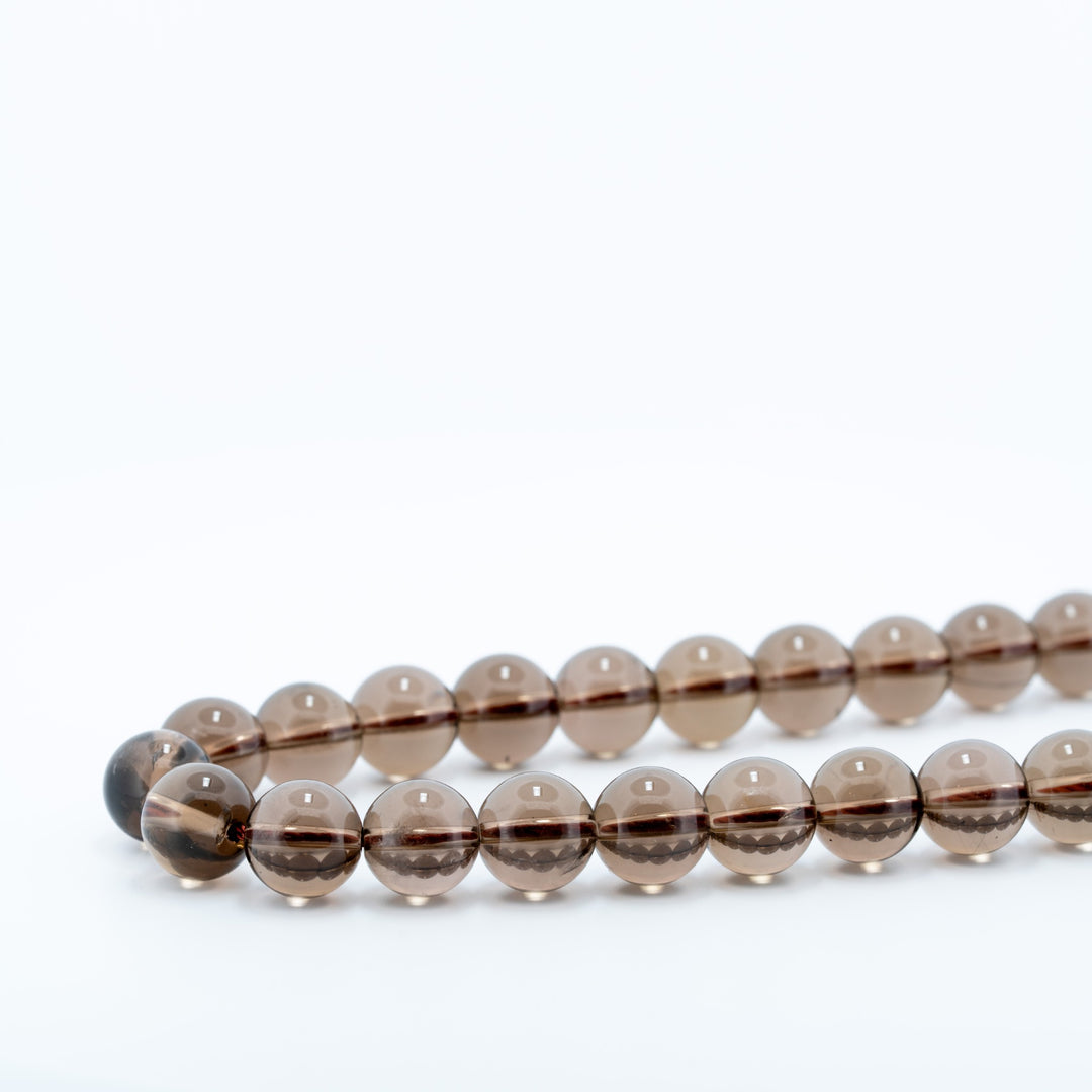 Dūminio kvarco karoliukų gija 10 mm