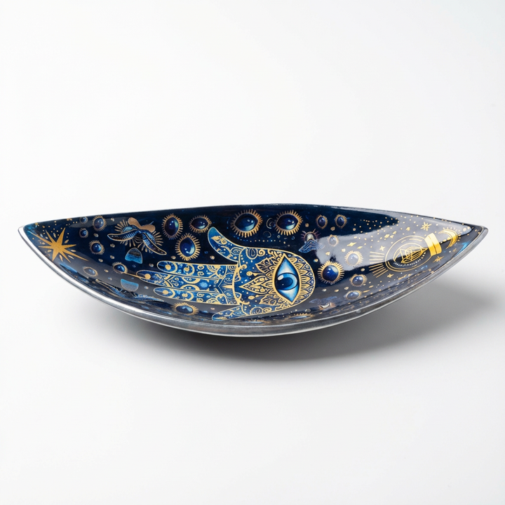 Emaliuotas smilkalų indas iš aliuminio "Mėlynoji Hamsa"