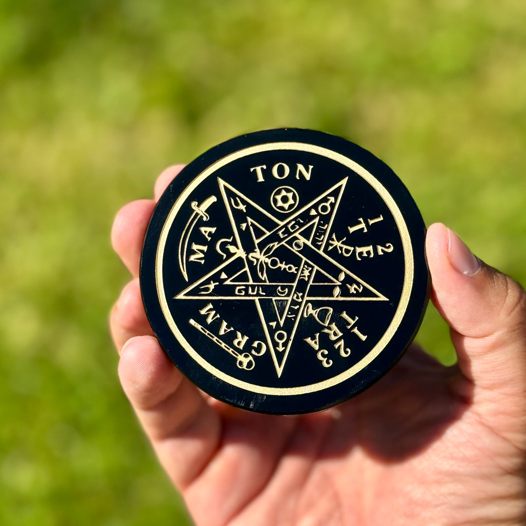 Obsidiano veidrodis "Tetragrammaton" 8 cm.