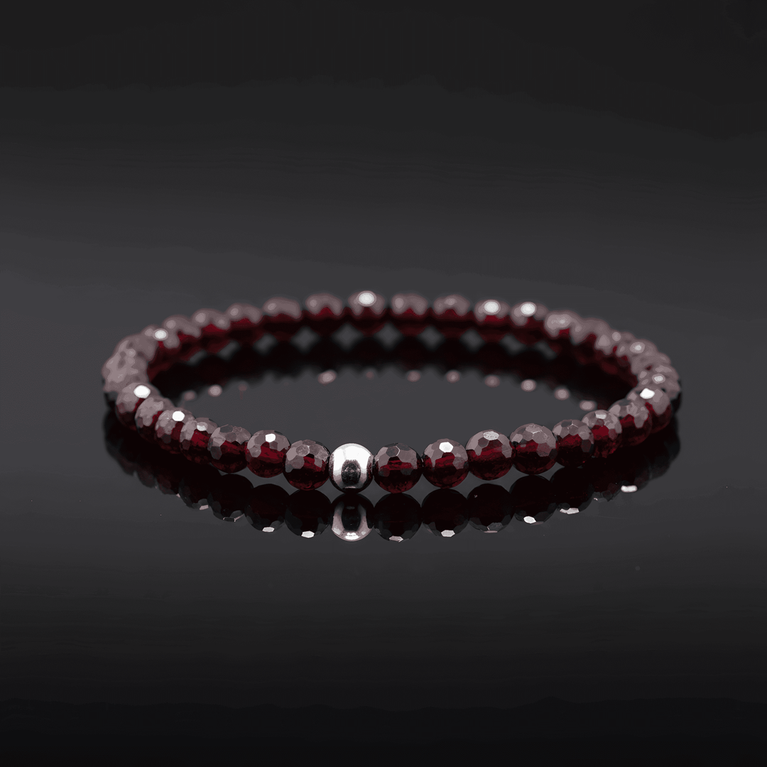 Granatas (Piropas) apyrankė "6 mm" (briaunuota)