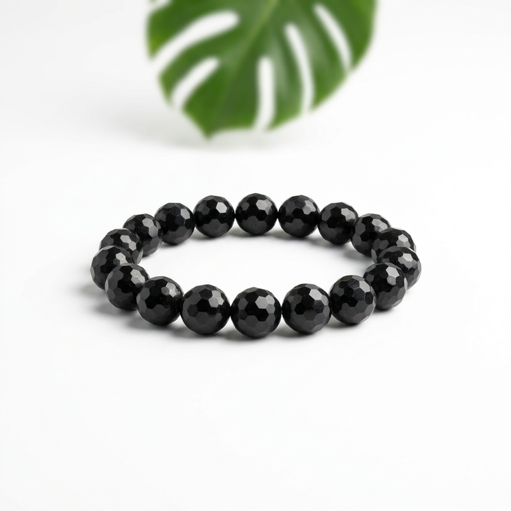 Juodo Turmalino Šerlo apyrankė  (briaunuota) 8-10 mm