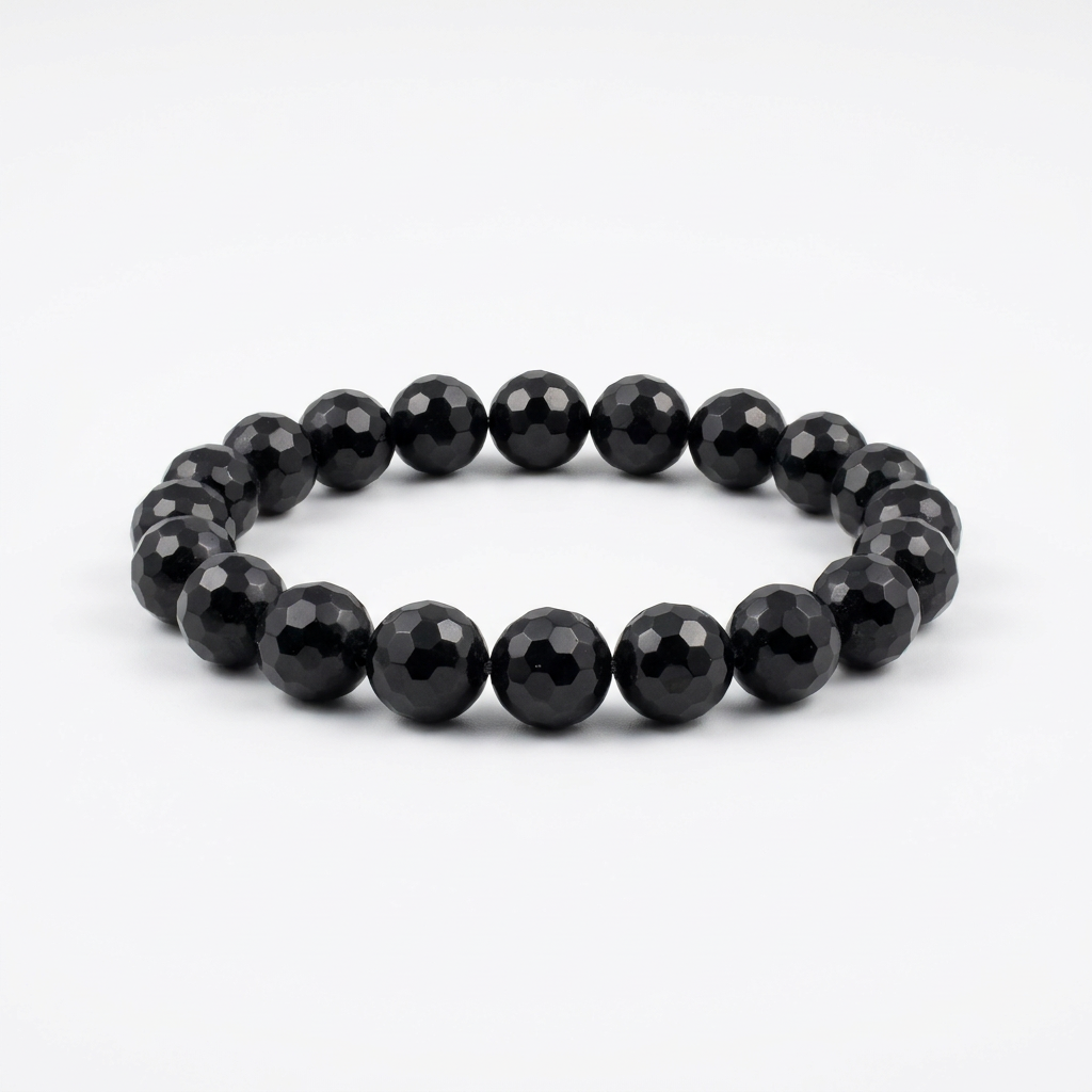 Juodo Turmalino Šerlo apyrankė  (briaunuota) 8-10 mm