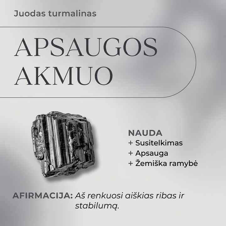 Juodo Turmalino Šerlo apyrankė  (briaunuota) 8-10 mm