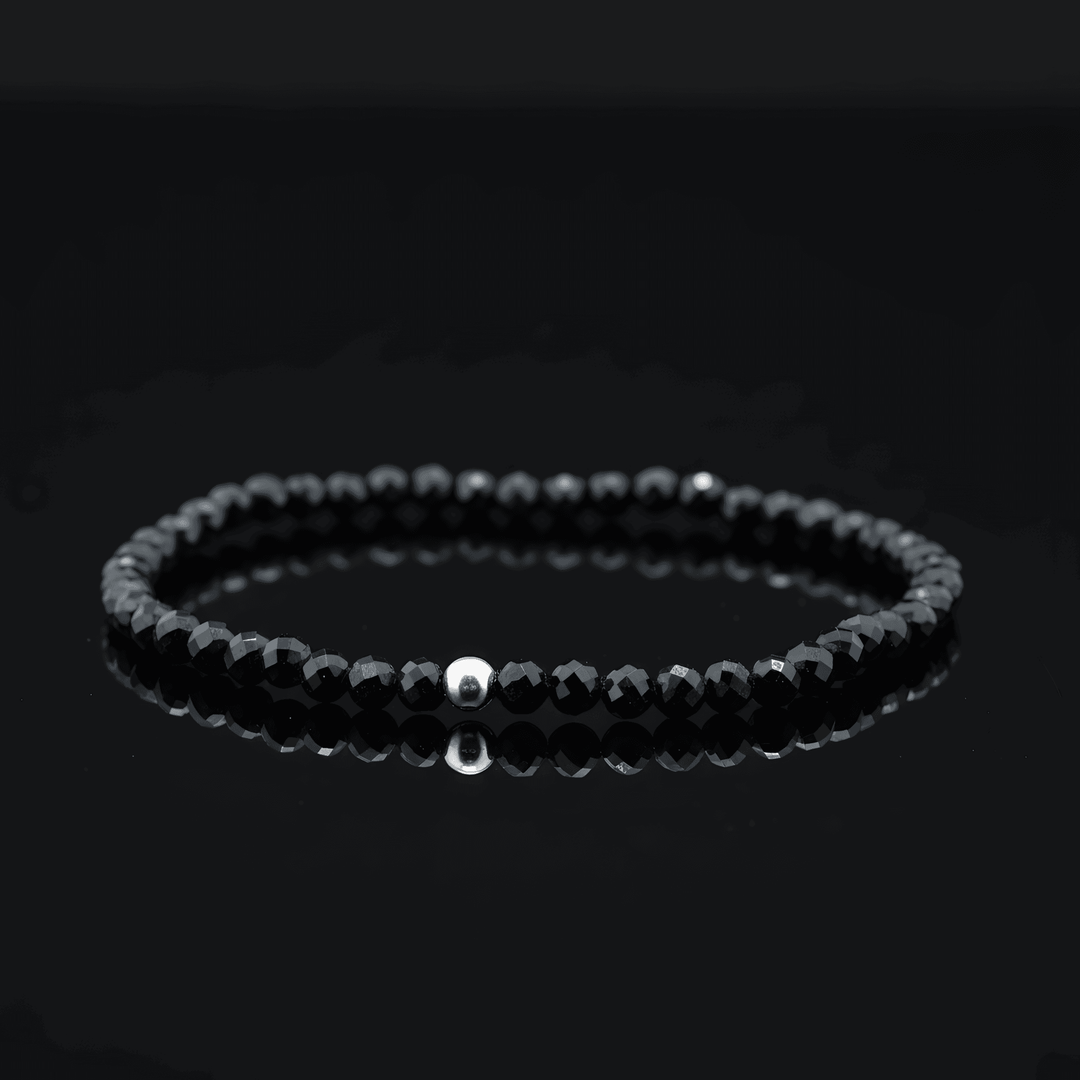 Juodo Turmalino apyrankė 4mm (briaunuota)