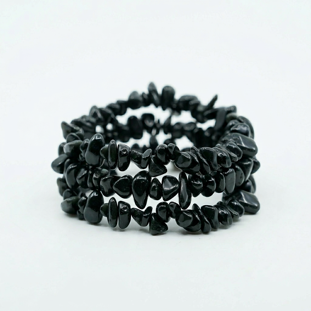 Juodo obsidiano apyrankė "čipsiukai"