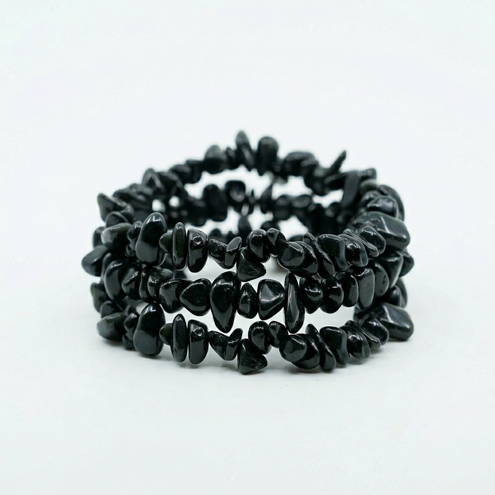 Juodo obsidiano apyrankė "čipsiukai"