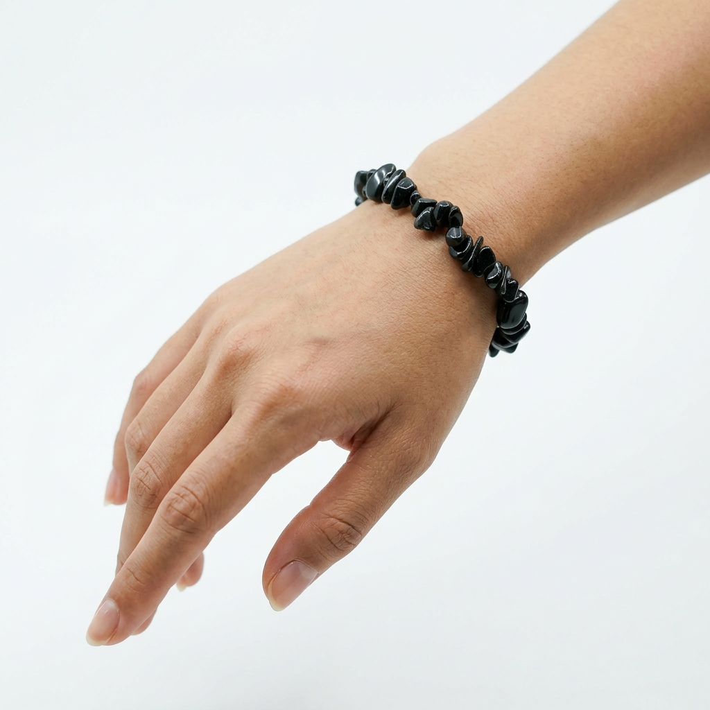 Juodo obsidiano apyrankė "čipsiukai"