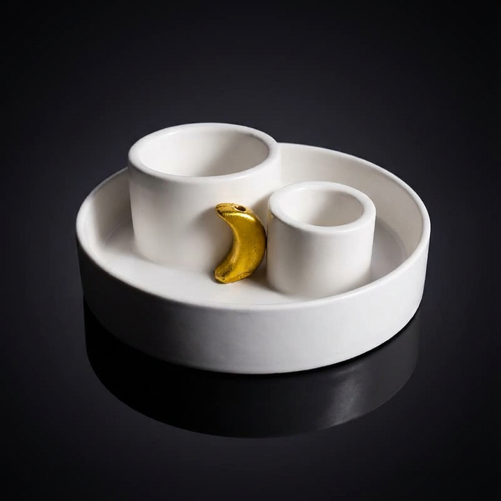 Keramikinis smilkymo stovas su mėnulio akcentu