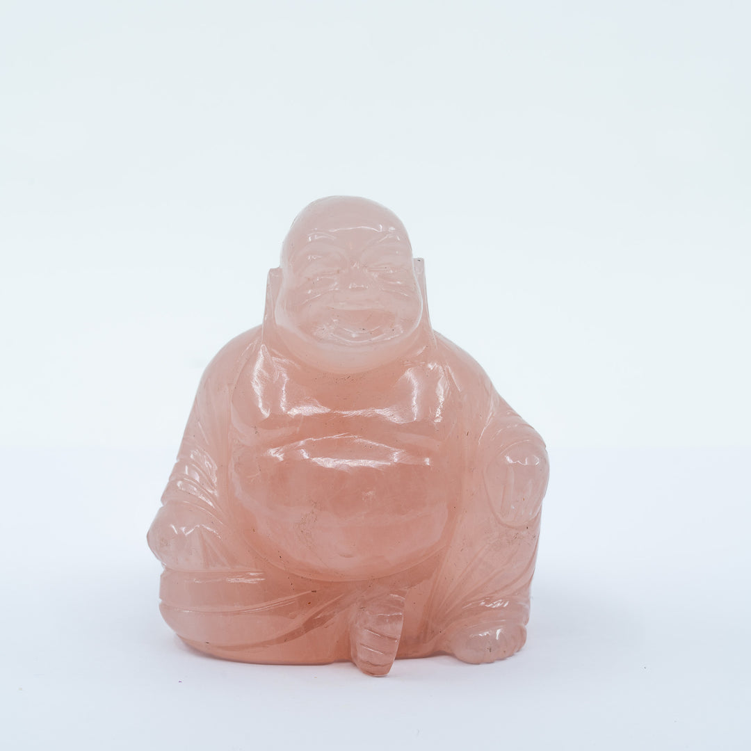 Rožinio kvarco statulėle "Buda"