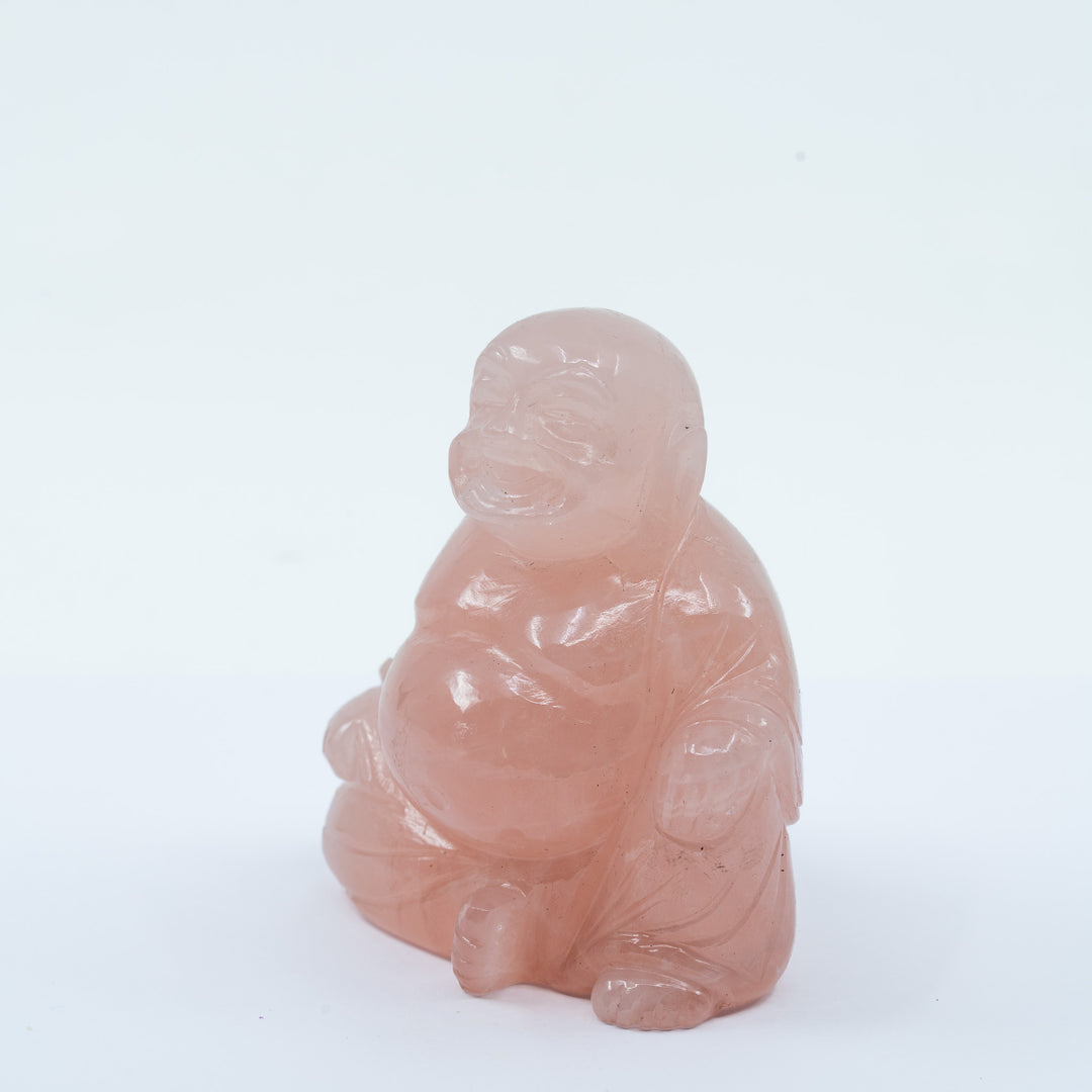 Rožinio kvarco statulėle "Buda"