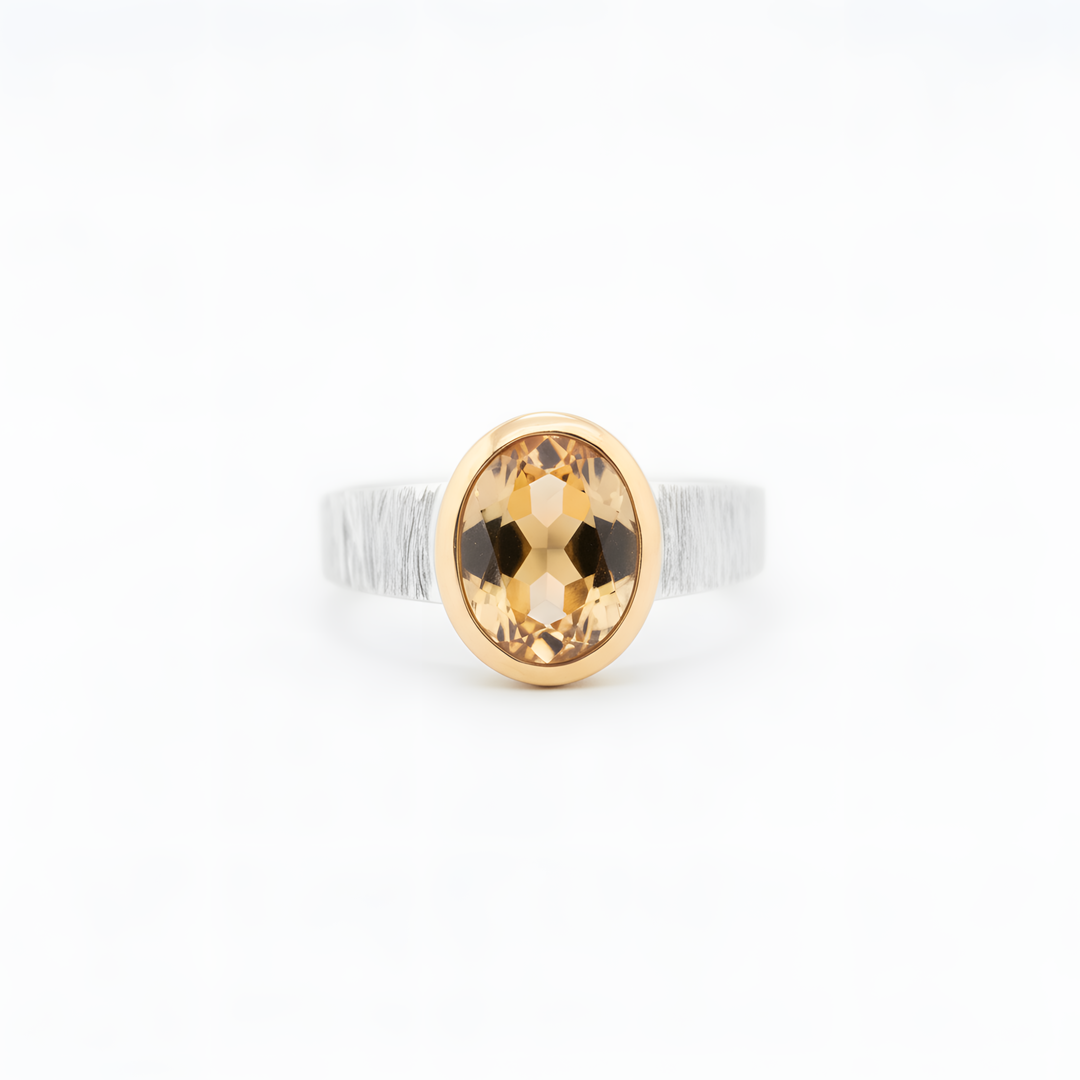 Sidabrinis žiedas su citrinu „Saulės vartai“