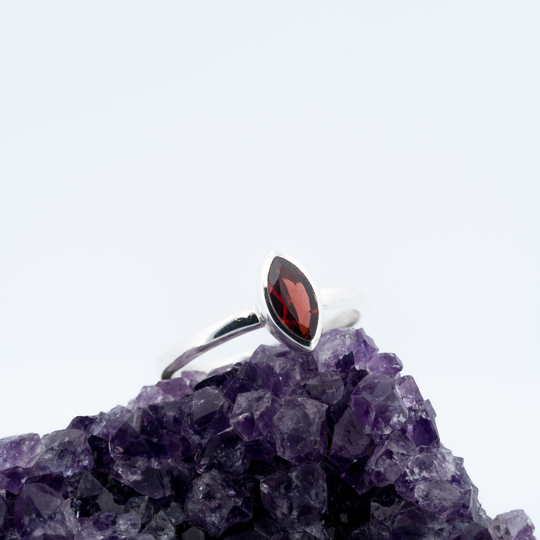 Sidabrinis žiedas su granatu almandinu „Žemės alsavimas“