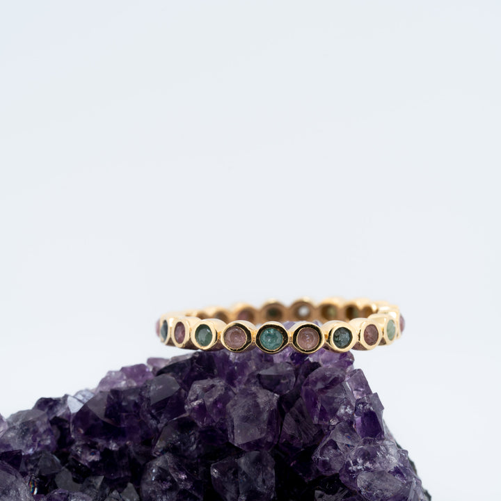 Sidabrinis žiedas su įvairiaspalviais turmalinais „Sielos spektras“