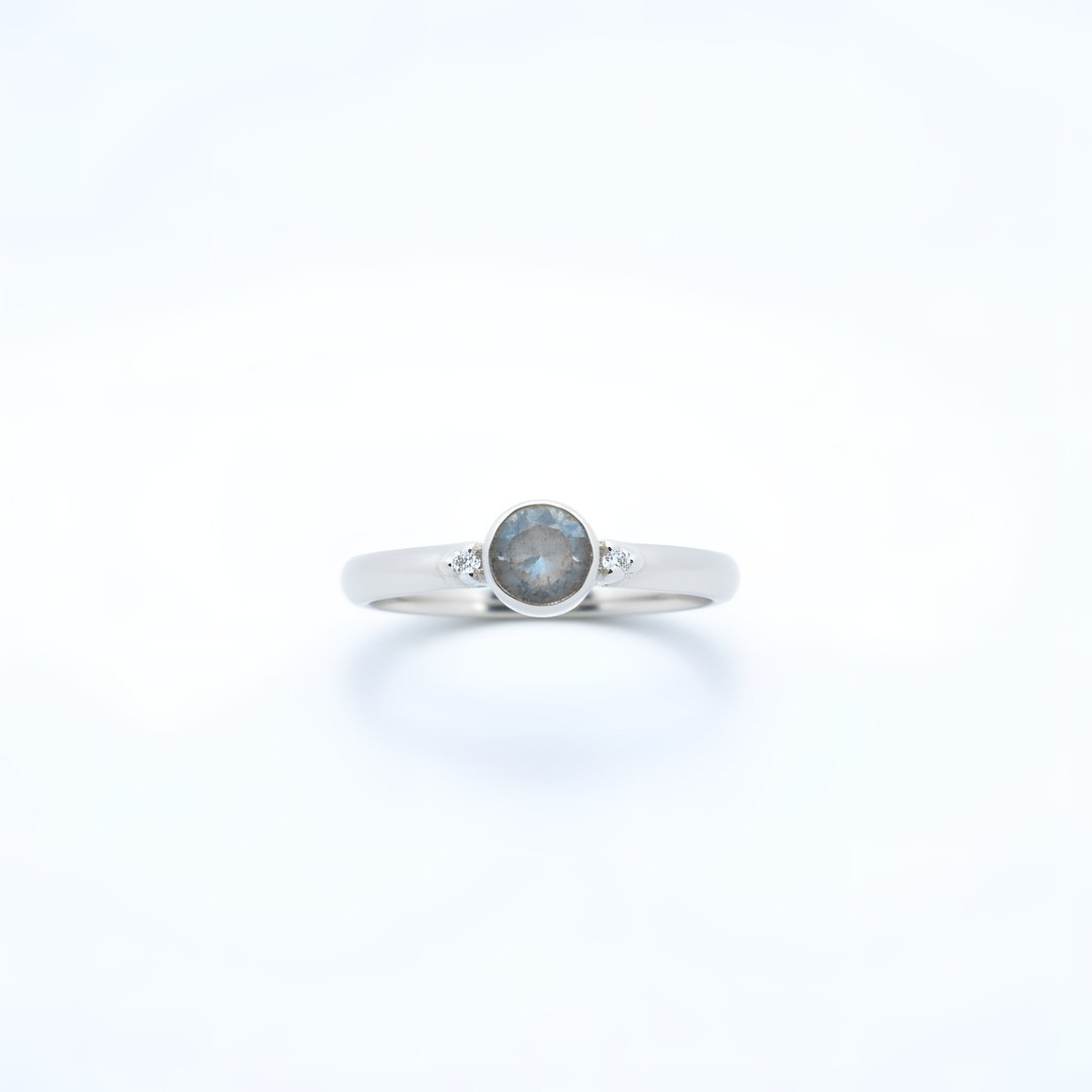 Sidabrinis žiedas su mėnulio akmeniu „Tylioji banga“