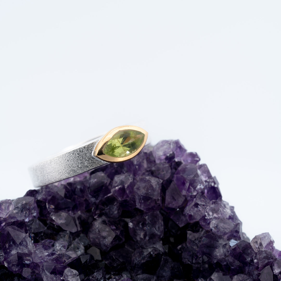 Sidabrinis žiedas su peridotu „Gyvybės šviesa“