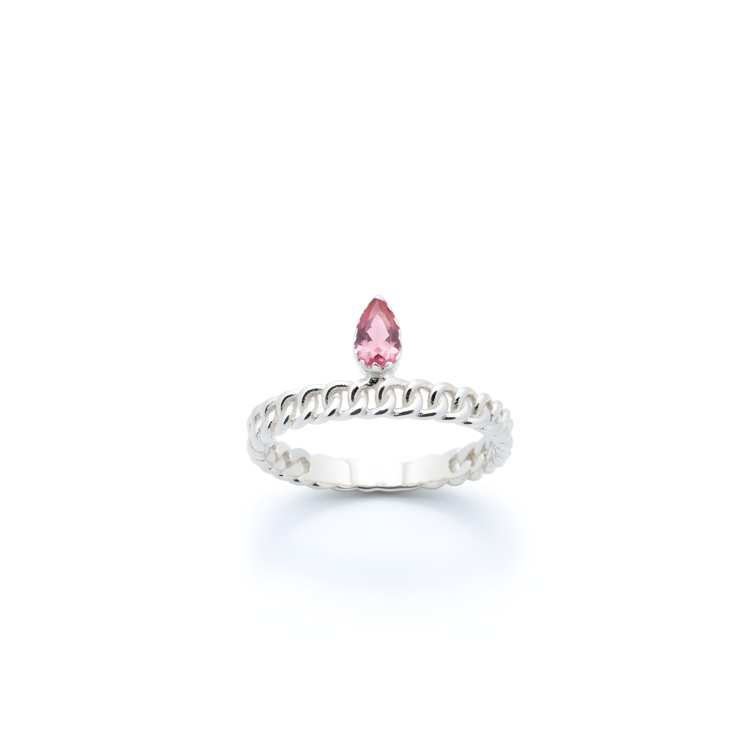 Sidabrinis žiedas su rožiniu turmalinu „Rožės kibirkštis“