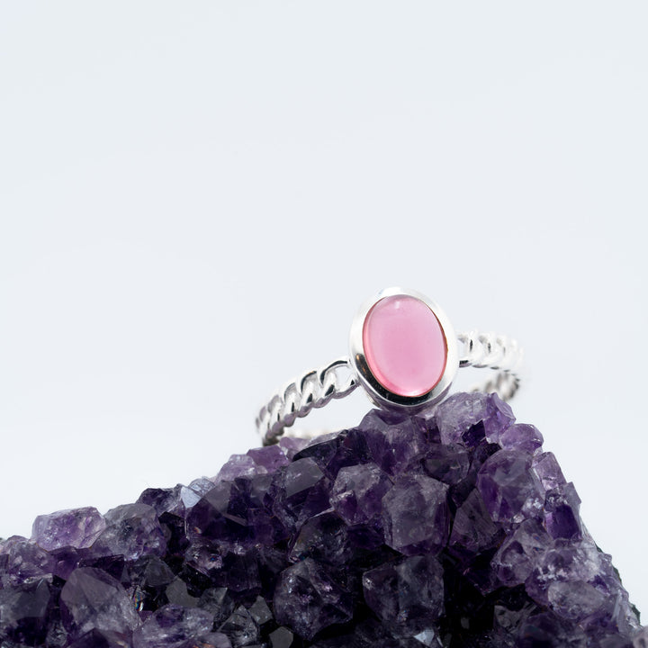 Sidabrinis žiedas su rožiniu turmalinu „Širdies atspindys“