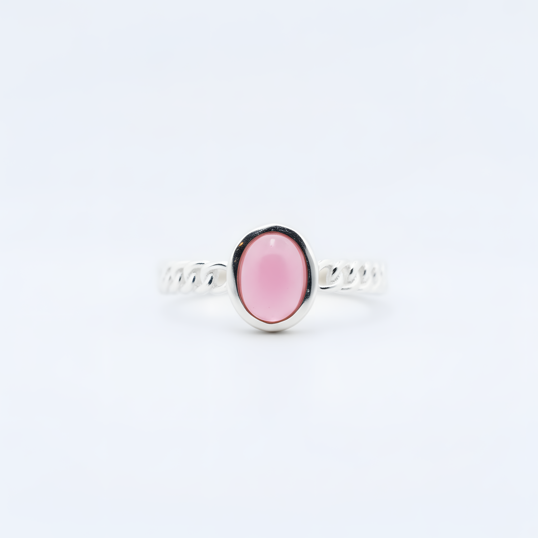 Sidabrinis žiedas su rožiniu turmalinu „Širdies atspindys“