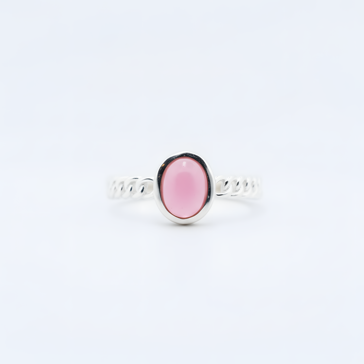 Sidabrinis žiedas su rožiniu turmalinu „Širdies atspindys“