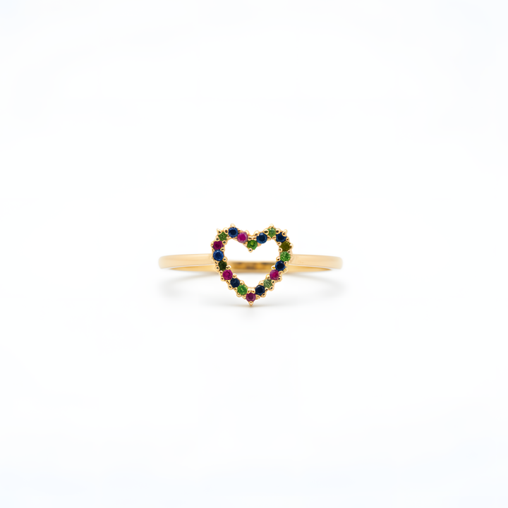 Sidabrinis žiedas su safyrais ir tsavoritais „Meilės Vaivorykštė“