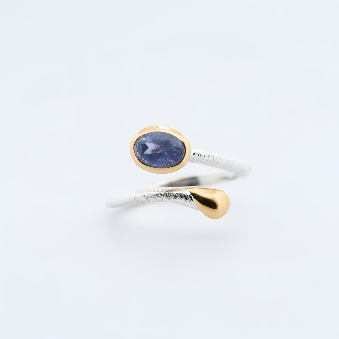 Sidabrinis žiedas su tanzanitu „Vandens kelias“