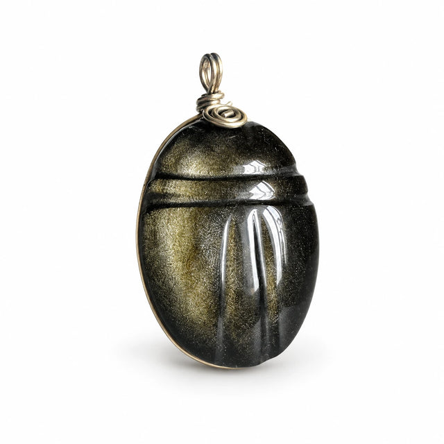 Auksinio obsidiano pakabukas "Skarabėjus"