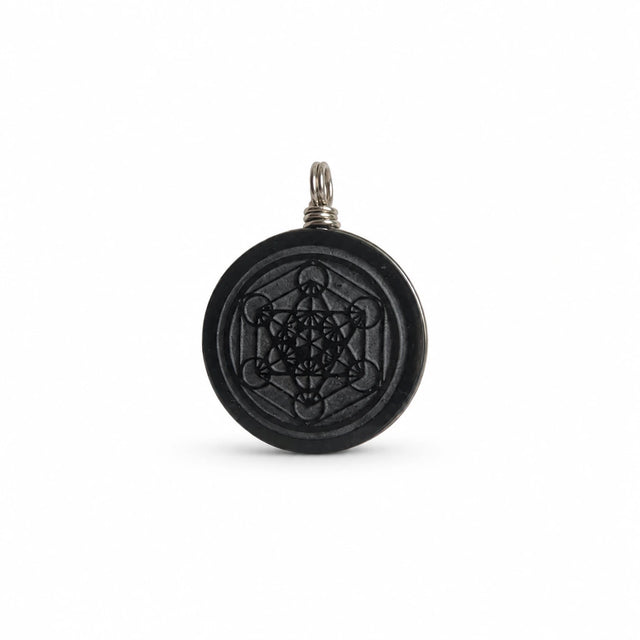 Juodojo obsidiano pakabukas  "Metatrono kubas"
