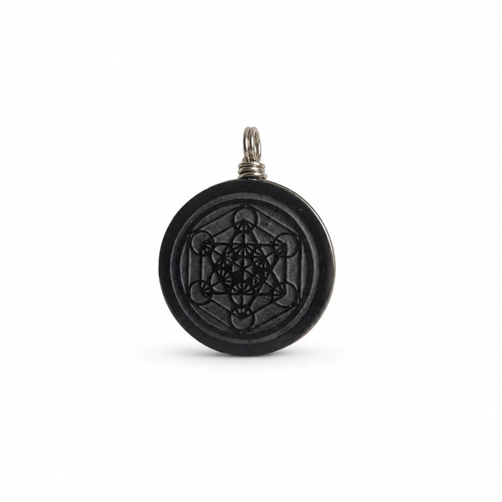 Juodojo obsidiano pakabukas  "Metatrono kubas"