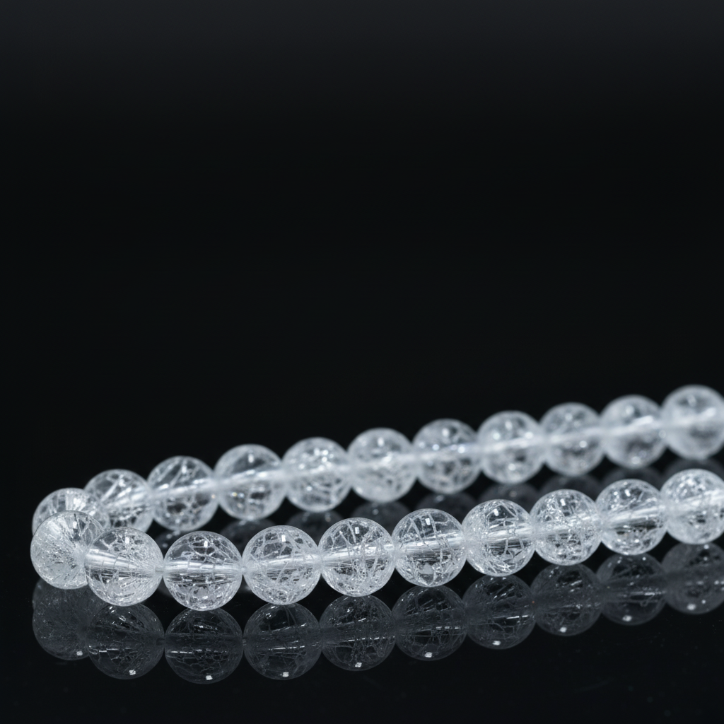 "Ledinio" kalnų krištolo karoliukų gija 10 mm