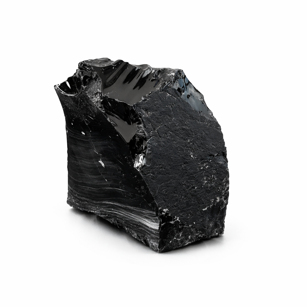 Juodas obsidianas mineralas 900g