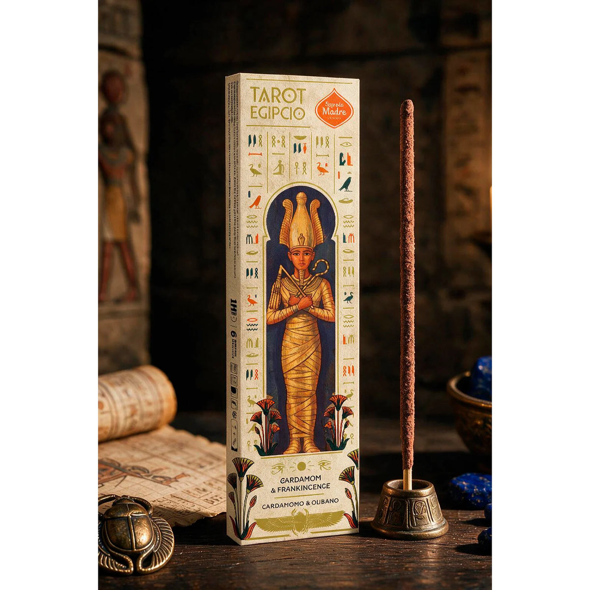Sagrada Madre „Egyptian Tarot“ – Cardamom & Frankincense – smilkalų pakuotė aplinkoje