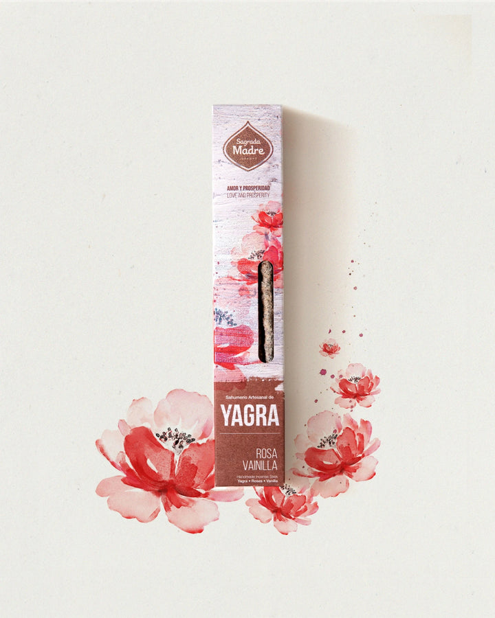 Sagrada Madre Yagra, Vanilla, Roses 6 lazdelių pakuotė rožių fone