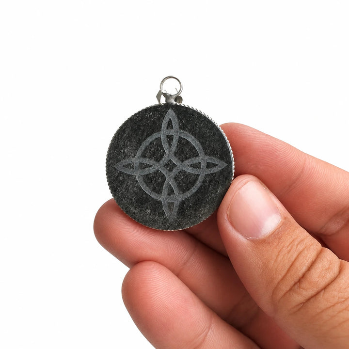 Sidabrinio obsidiano pakabukas "Witch’s Knot"