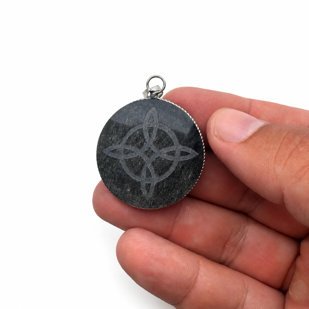 Sidabrinio obsidiano pakabukas "Witch’s Knot"