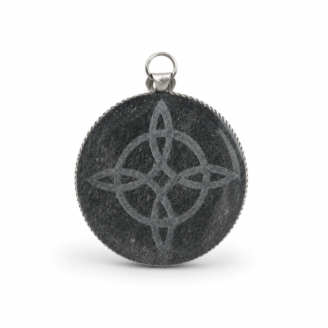 Sidabrinio obsidiano pakabukas "Witch’s Knot"